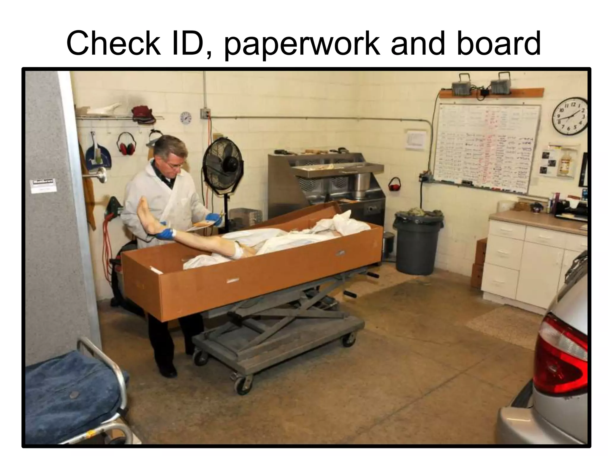 Check ID, paperwork and board
 