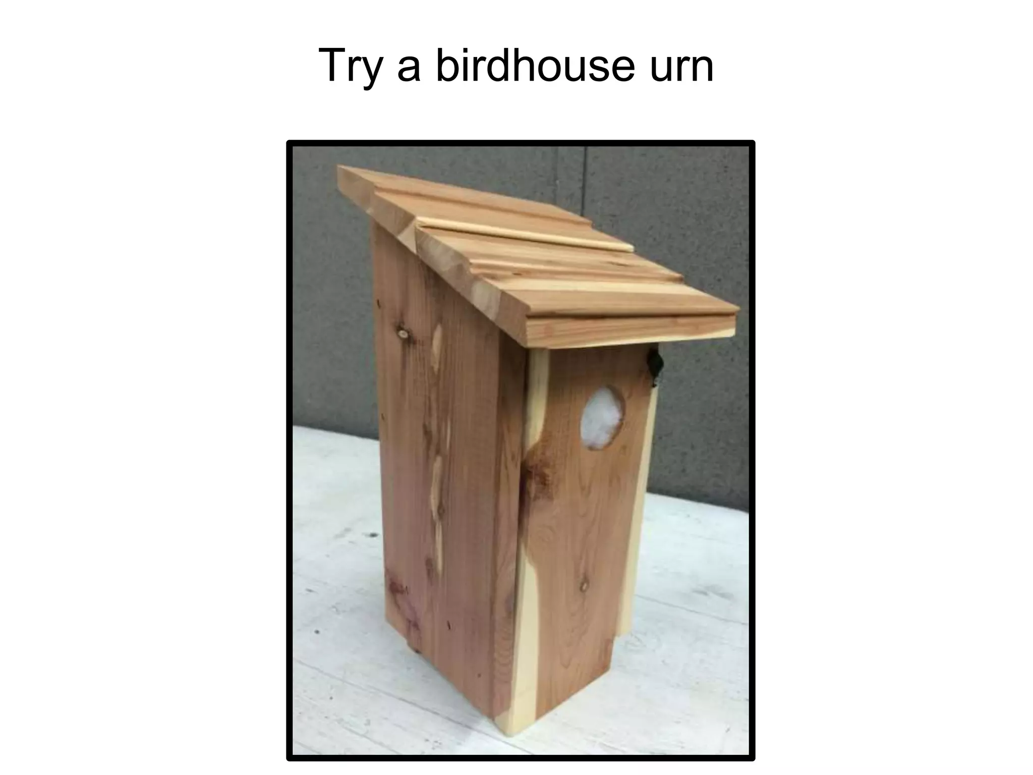 Try a birdhouse urn
 