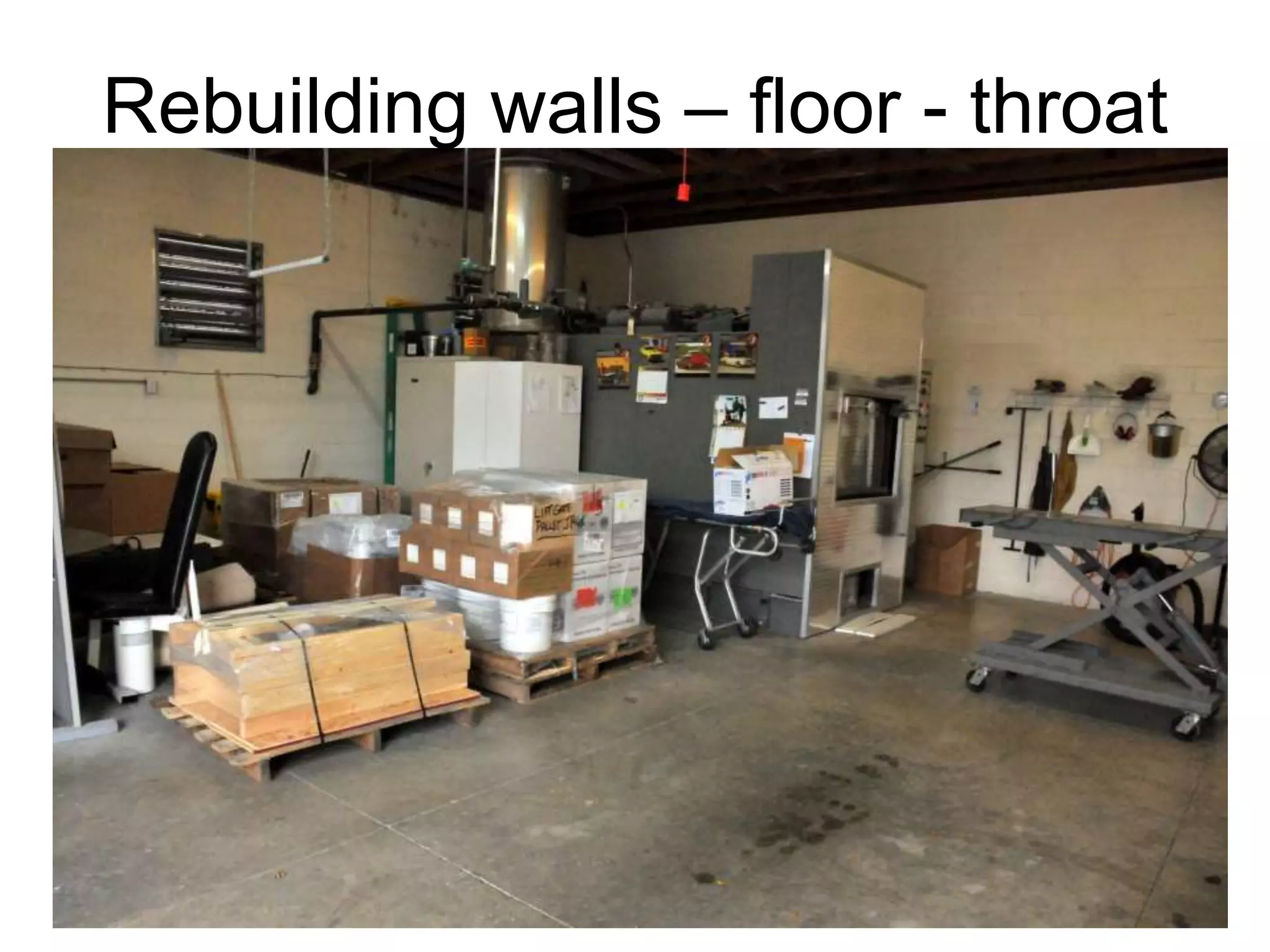 Rebuilding walls – floor - throat
 