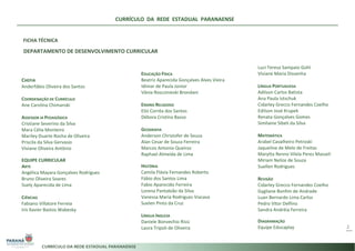 CURRÍCULO DA REDE ESTADUAL PARANAENSE
2
FICHA TÉCNICA
DEPARTAMENTO DE DESENVOLVIMENTO CURRICULAR
Luci Teresa Sampaio Gohl
Viviane Maria Dissenha
LÍNGUA PORTUGUESA
Adilson Carlos Batista
Ana Paula Istschuk
Cidarley Grecco Fernandes Coelho
Edilson José Krupek
Renata Gonçalves Gomes
Similaine Sibeli da Silva
MATEMÁTICA
Arabel Cavalheiro Petroski
Jaqueline de Melo de Freitas
Marytta Renno Vilela Perez Masseli
Miriam Nelize de Souza
Suellen Rodrigues
REVISÃO
Cidarley Grecco Fernandes Coelho
Gygliane Bonfim de Andrade
Luan Bernardo Lima Carlos
Pedro Vitor Delfino
Sandra Andréia Ferreira
DIAGRAMAÇÃO
Equipe Educaplay
EDUCAÇÃO FÍSICA
Beatriz Aparecida Gonçalves Alves Vieira
Idimar de Paula Júnior
Vânia Rosczinieski Brondani
ENSINO RELIGIOSO
Elói Corrêa dos Santos
Débora Cristina Basso
GEOGRAFIA
Anderson Christofer de Souza
Alan Cesar de Souza Ferreira
Marcos Antonio Queiroz
Raphael Almeida de Lima
HISTÓRIA
Camila Flávia Fernandes Roberto
Fábio dos Santos Lima
Fabio Aparecido Ferreira
Lorena Pantaleão da Silva
Vanessa Maria Rodrigues Viacava
Suelen Pinto da Cruz
LÍNGUA INGLESA
Daniele Bonvechio Rissi
Laura Tripoli de Oliveira
CHEFIA
Anderfábio Oliveira dos Santos
COORDENAÇÃO DE CURRÍCULO
Ane Carolina Chimanski
ASSESSOR IA PEDAGÓGICA
Cristiane Severino da Silva
Mara Célia Monteiro
Mariley Duarte Rocha de Oliveira
Priscila da Silva Gervasio
Viviane Oliveira Antônio
EQUIPE CURRICULAR
ARTE
Angélica Mayara Gonçalves Rodrigues
Bruno Oliveira Soares
Suely Aparecida de Lima
CIÊNCIAS
Fabiano Villatore Ferreia
Irís Xavier Bastos Wabesky
 