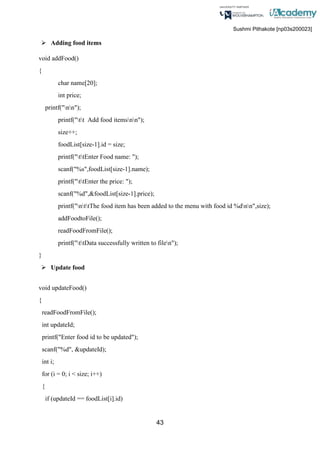 Food Order Management System using C | PDF