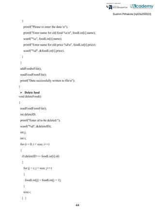 Food Order Management System using C | PDF