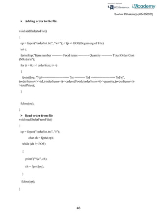 Food Order Management System using C | PDF