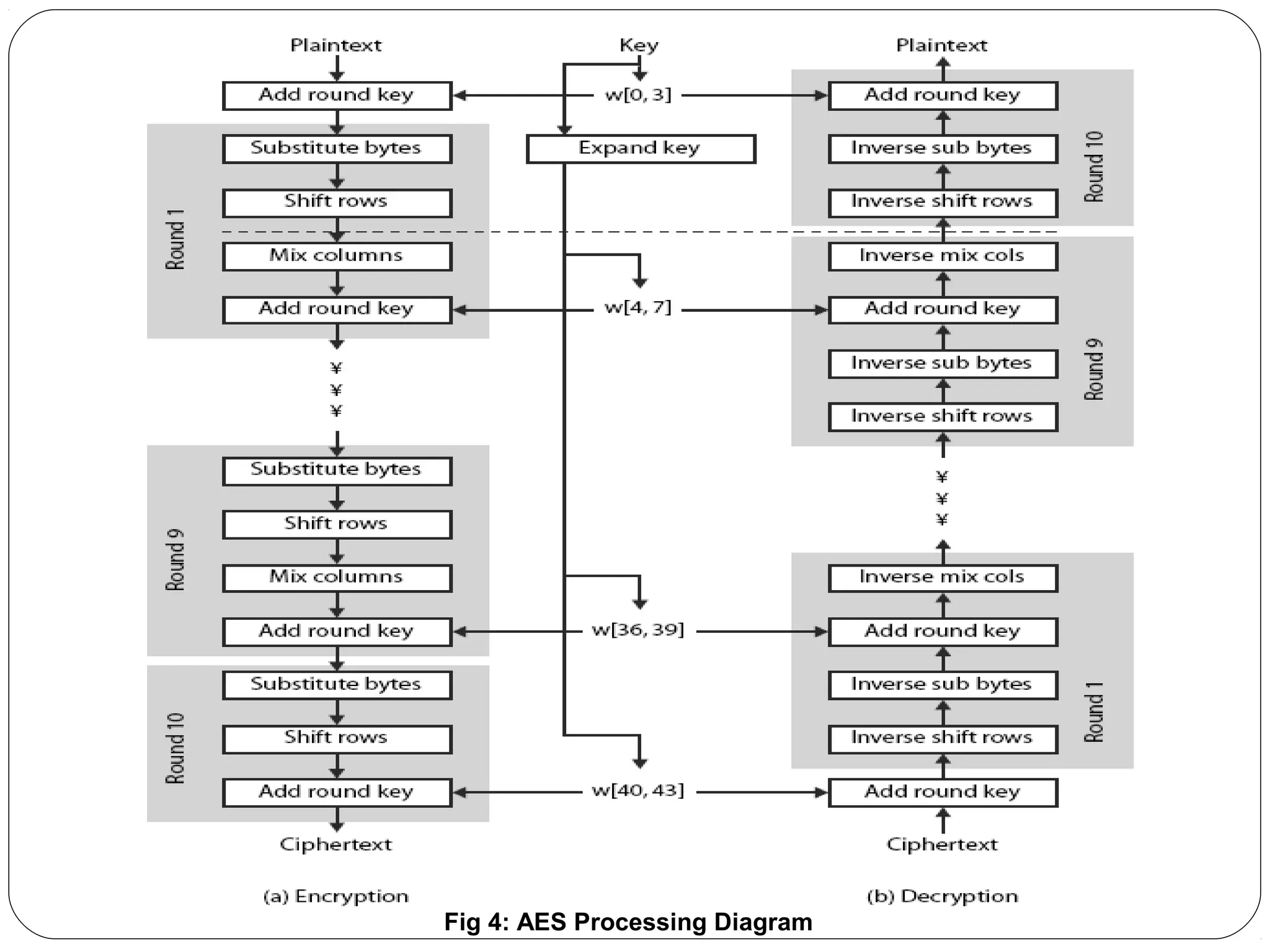 Fig 4: AES Processing Diagram
 
