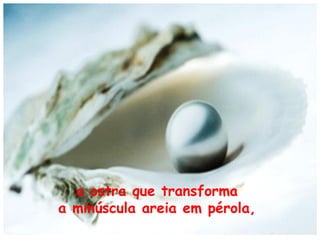 a ostra que transforma
a minúscula areia em pérola,

 