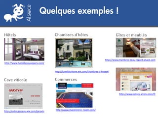 http://www.hoteldeneuveparis.com/ 
http://luneildurhone.wix.com/chambres-d-hotes#! 
http://cedricgarreau.wix.com/garovin 
http://www.estives-arrens.com/fr 
http://www.chambres-beau-regard-alsace.com 
http://www.maconnerie-rivalin.com/ 
 