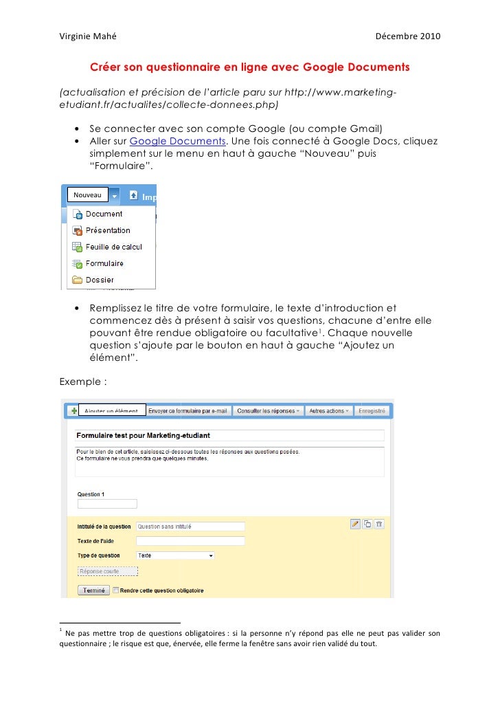 comment créer une questionnaire en ligne
