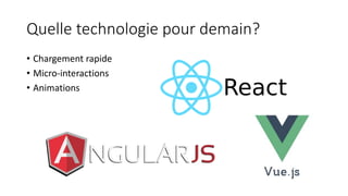 Quelle technologie pour demain?
• Chargement rapide
• Micro-interactions
• Animations
 