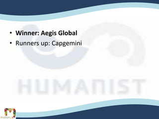 • Winner: Aegis Global
• Runners up: Capgemini
 