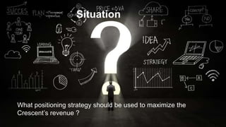 Situation
What positioning strategy should be used to maximize the
Crescent’s revenue ?
 