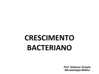 CRESCIMENTO
BACTERIANO
1
Prof. Gildemar Crispim
Microbiologia Médica
 