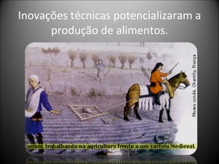Inovações técnicas potencializaram a produção de alimentos. 