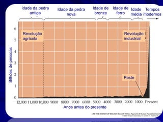 Crescimento Exponencial
Para equações que aumentam
exponencialmente, use a formula:
– Nt = Noert

Onde No = a população inicial, t = tempo, r é a
taxa intrínseca de aumento, e Nt = a população
no tempo t

A taxa intrínseca de aumento pode ser
resolvido por:

ln N t  ln N o
r
t

 