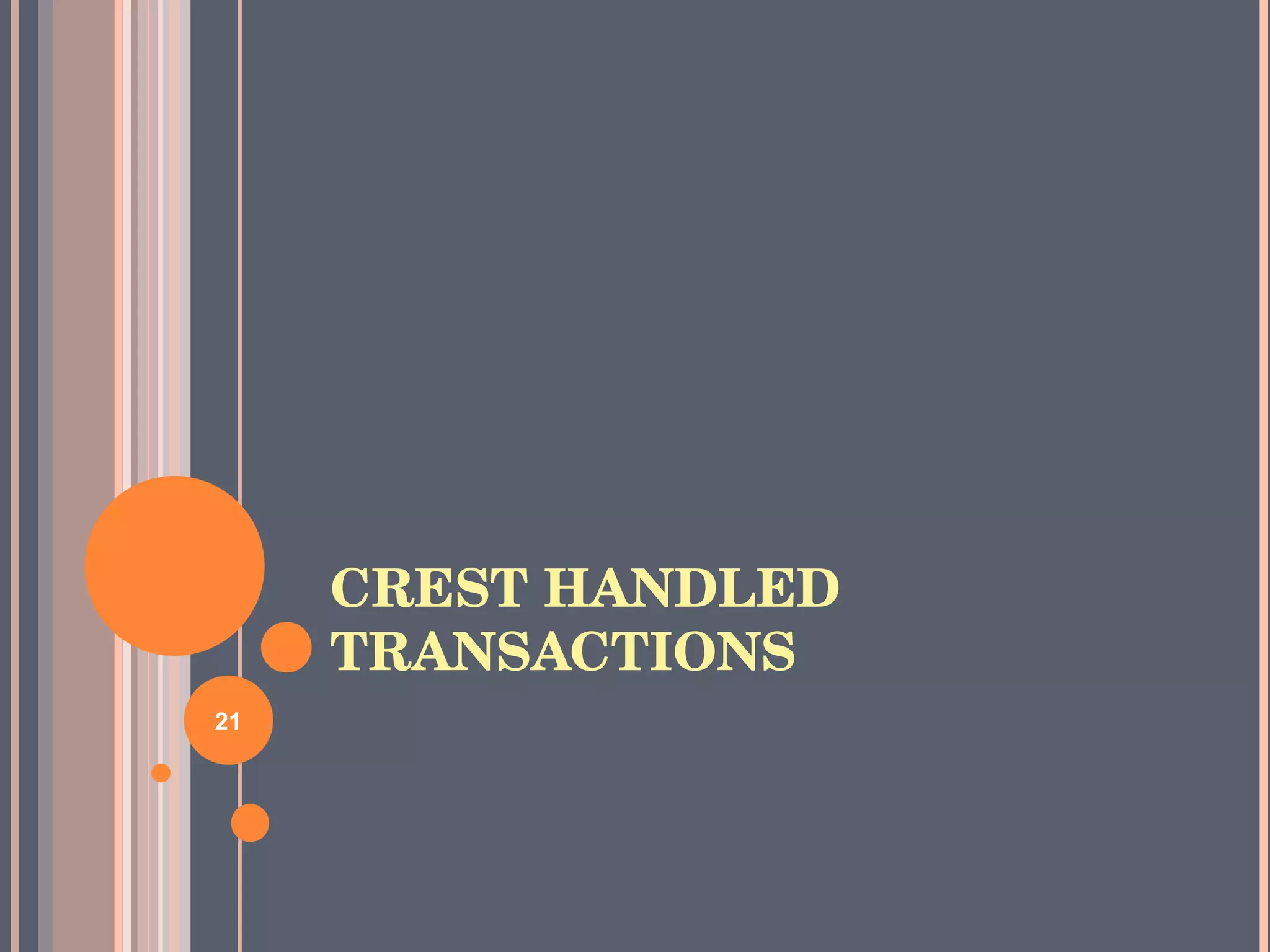 CREST HANDLED TRANSACTIONS 