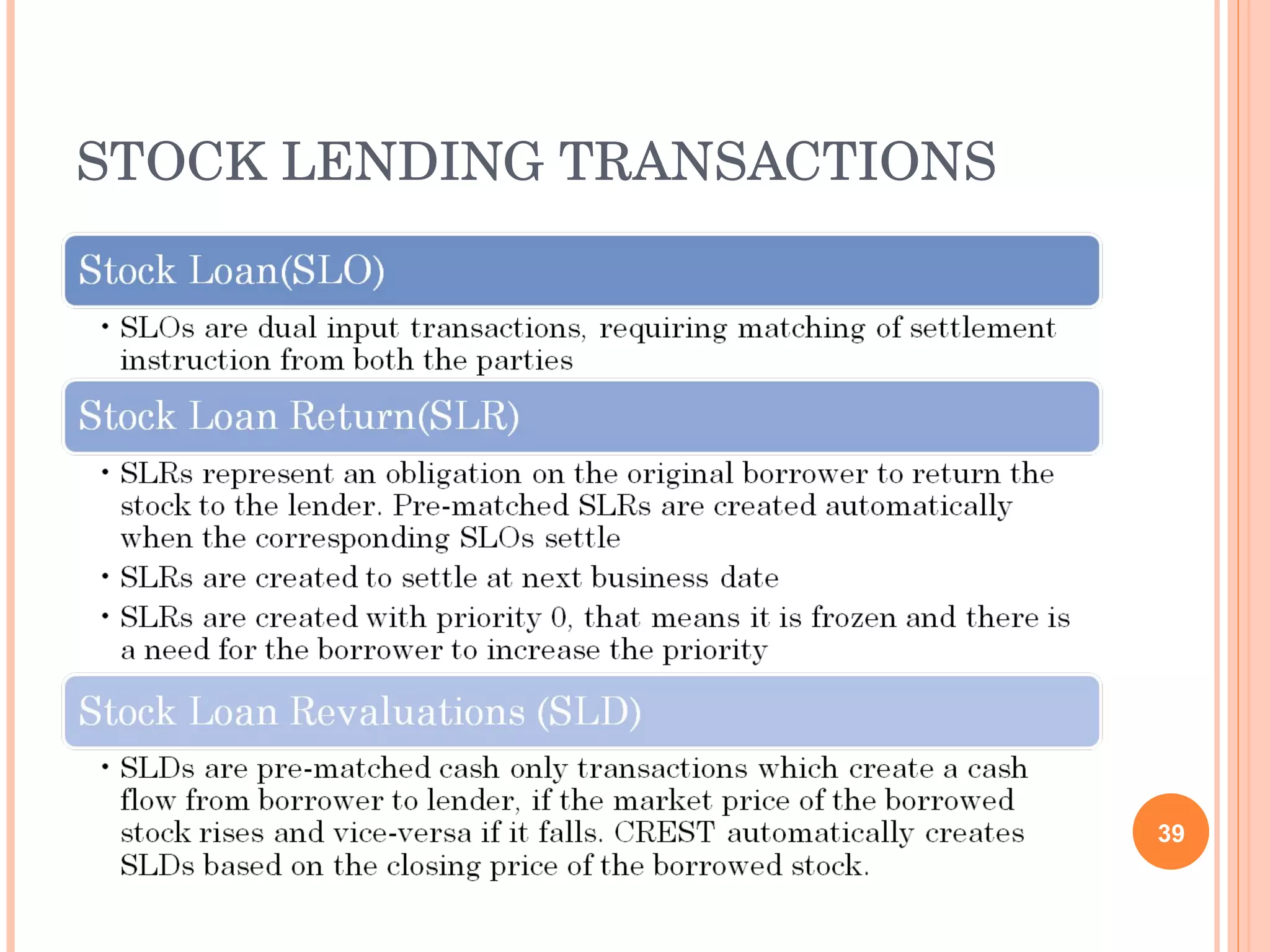STOCK LENDING TRANSACTIONS 