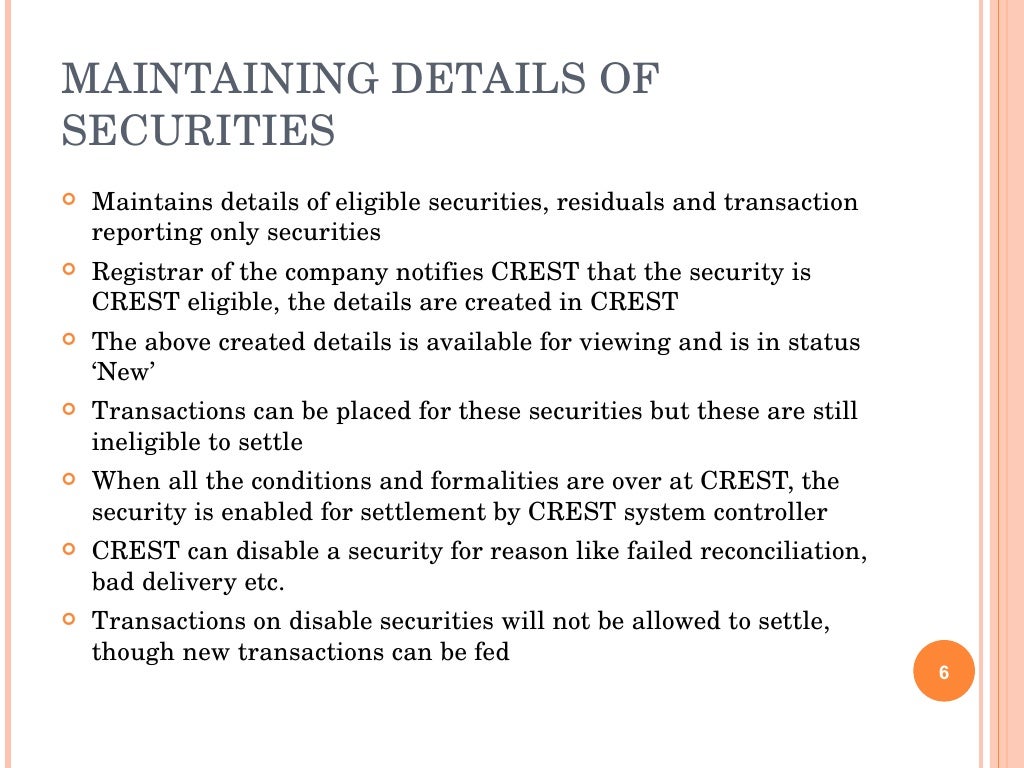 CREST Settlement Flow