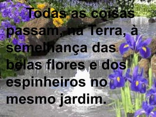 Todas as coisas
passam, na Terra, à
semelhança das
belas flores e dos
espinheiros no
mesmo jardim.
 