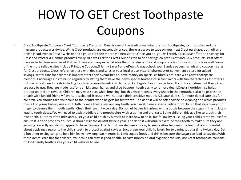 Crest Toothpaste Coupons Printable Crest Toothpaste Coupons