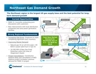 Connections for America’s Energy
™
™
™
™
™
™ 11
Northeast Gas Demand Growth
• Increasing Gas Prices: Producers to start
completing significant DUC inventory
• Improving Market Demand:
− Natural gas hit an all-time peak >40
Bcfd in power plant burn in Q2:16
− 10,200 MW of New Gas Fired
PowerGen within 60 miles of
Stagecoach Assets
• Project Cancellations: Constitution
Pipeline delay and cancellation of NED
Pipeline project increases customer
demand for MARC II project
Proposed MARC II Project
Current Opportunities
Strong Regional Fundamentals
• MARC II: Currently conducting joint
discussions with customers
• New interconnects with local distribution
companies and area power generation
facilities
The Northeast region is the largest US gas supply base and the best potential for long-
term demand growth
MARC I
North/South
Steuben
Thomas Corners
Seneca Lake
Crestwood
East Pipeline
Stagecoach
Total New Market
Demand for
Northeast Gas of
2.2 – 2.4 Bcfd by
2019
= Stagecoach Storage and Interconnects
PA
NY
CON EDISON
SERVICE
AREA
 
