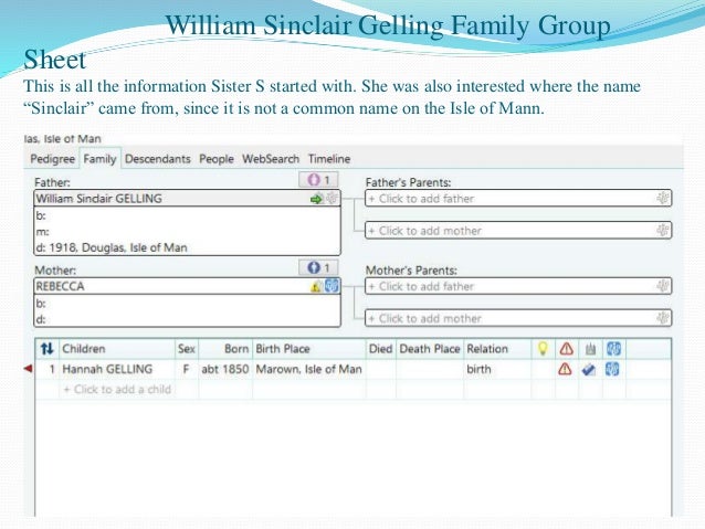 building a family tree from online sources