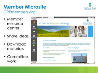 Member Microsite
CREmembers.org
• Member
  resource
  center

• Share ideas

• Download
  materials

• Committee
  work
 