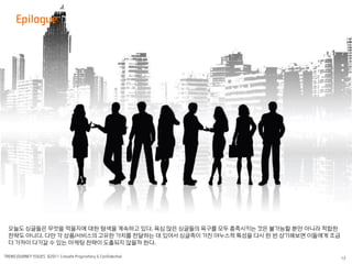 오늘도 싱글들은 무엇을 먹을지에 대한 탐색을 계속하고 있다 욕심 많은 싱글들의 욕구를 모두 충족시키는 것은 불가능할 뿐만 아니라 적합한
전략도 아니다 다만 각 상품 서비스의 고유한 가치를 전달하는 데 있어서 싱글족이 가진 야누스적 특성을 다시 한 번 상기해보면 이들에게 조금
더 가까이 다가갈 수 있는 마케팅 전략이 도출되지 않을까 한다
 