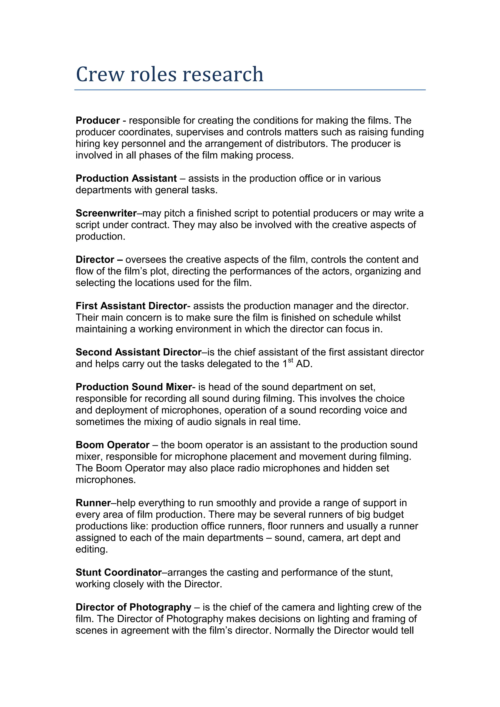 Crew roles research | DOCX