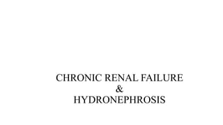 CHRONIC RENAL FAILURE
&
HYDRONEPHROSIS
 