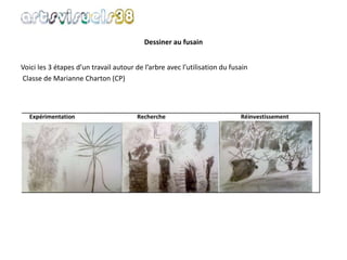 Dessiner au fusain 
Voici les 3 étapes d’un travail autour de l’arbre avec l’utilisation du fusain 
Classe de Marianne Charton (CP) 
 