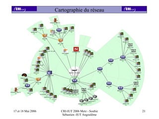 Cartographie du réseau




17 et 18 Mai 2006     CRI-IUT 2006 Metz - Soubie   21
                       Sébastien -IUT Angoulême
 
