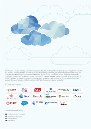 Asia Cloud Computing Association | Cloud Readiness Index 2016 | Page 38 of 38
 