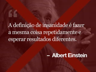 – Albert Einstein
“A definição de insanidade é fazer
a mesma coisa repetidamente e
esperar resultados diferentes.
 