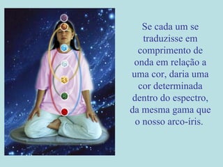 Se cada um se traduzisse em comprimento de onda em relação a uma cor, daria uma cor determinada dentro do espectro, da mesma gama que o nosso arco-íris.  