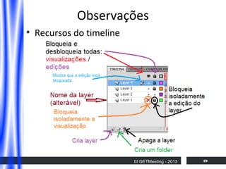 Observações
• Recursos do timeline

III GETMeeting - 2013

19

 