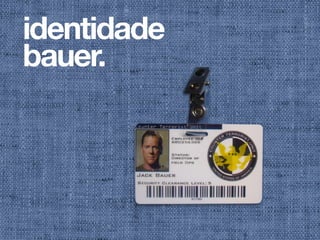Foi como a gente chegou na “Identidade Bauer.” A gente montou um documento da
nossa equipe, com objetivo, meta, compromissos e valores do nosso grupo. Vocês
podem descobrir que o que a equipe de vocês mais preza é inovação. Se vocês tiverem
isso registrado, vocês podem consultar sempre que houver um novo projeto, e isso evita
colocar a equipe em um projeto que não agrade as pessoas ou até mesmo transformar o
projeto para se adequar à personalidade da equipe.
identidade
bauer.
 