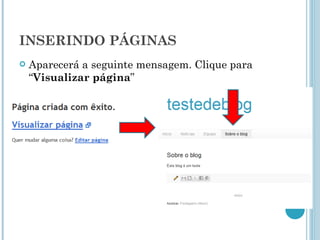 INSERINDO PÁGINAS Aparecerá a seguinte mensagem. Clique para “ Visualizar página ” 