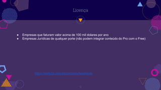 9
Licença
● Empresas que faturam valor acima de 100 mil dolares por ano
● Empresas Jurídicas de qualquer porte (não podem integrar conteúdo do Pro com o Free)
https://unity3d.com/pt/company/legal/eula
 