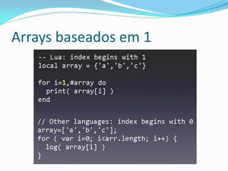 Arrays baseados em 1
 