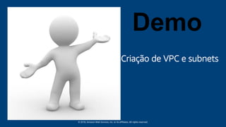 © 2018, Amazon Web Services, Inc. or its affiliates. All rights reserved.
Demo
Criação de VPC e subnets
 