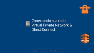 © 2018, Amazon Web Services, Inc. or its affiliates. All rights reserved.
Conectando sua rede:
Virtual Private Network &
Direct Connect
 