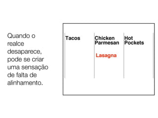 Quando o
realce
desaparece,
pode se criar
uma sensação
de falta de
alinhamento.
 