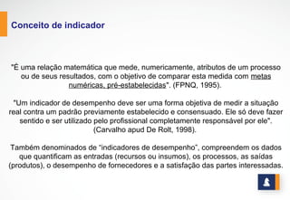 INDICADORES
www.stratec.com.br| Tel:+55	
  31	
  3568	
  7260
Efeito
Processo Produto
MEIO FIM
Indicador	
  de	
  processo Indicador	
  de	
  desempenho
Item	
  de	
  verificação Item	
  de	
  controle
Indicador	
  de	
  tendência	
   Indicador	
  de	
  resultado	
  	
  
 