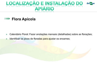 Flora Apícola


» Calendário Floral: Fazer anotações mensais (detalhadas) sobre as florações;
» Identificar os picos de floradas para ajustar os enxames;
 