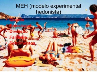 MEH (modelo experimental hedonista) Quente Emocional Diversão Fantasia Sentimentos 
