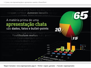Como criar Apresentações e apresentar usando o PowerPoint
Wagner Gonsalez| www.wagnergonsalez.ppg.br | Twitter: wagner_gonsalez | Youtube: wagnergonsalez
 