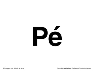 Fonte: Joy Paul Guilford, The Nature of Human Intelligence86%: sapato, mão, dedo de pé, perna
 