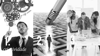 1.criatividade
2.inovação
3.na prática
 