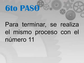 6to PASO
Para terminar, se realiza
el mismo proceso con el
número 11
 