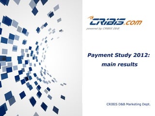 Payment Study 2012:
    main results




     CRIBIS D&B Marketing Dept.
 