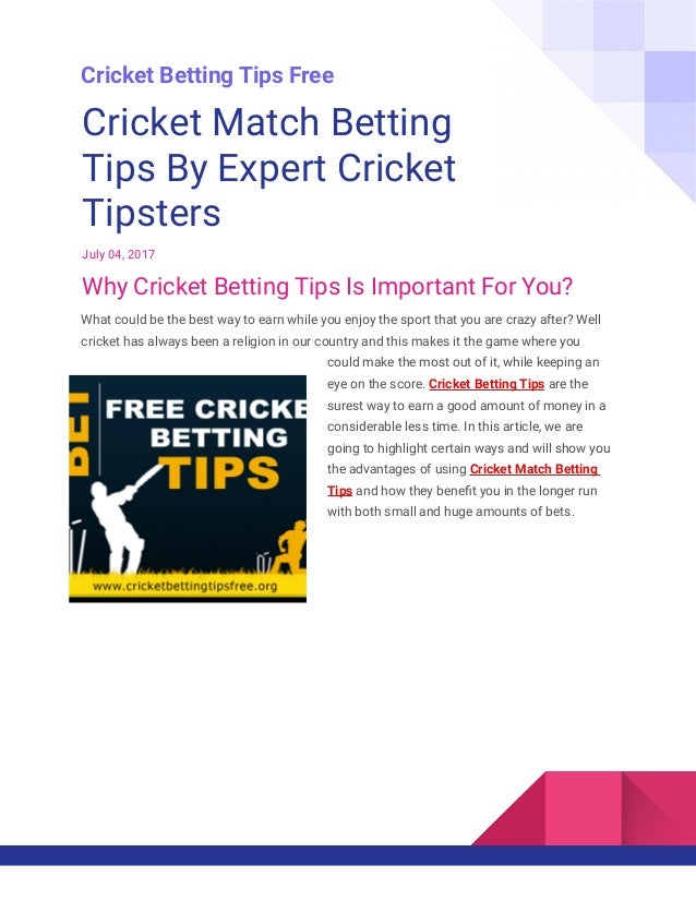 Cricket match betting tips by expert cricket tipsters